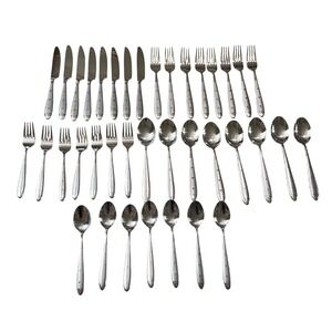 28 pc set Hampton Silversmiths LACOUPOLE Frosted Stainless flatware 7 Person Set
